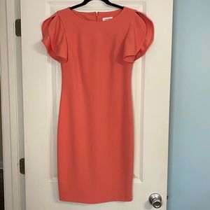 Calvin Klein Pink Flutter Short Sleeve Dress